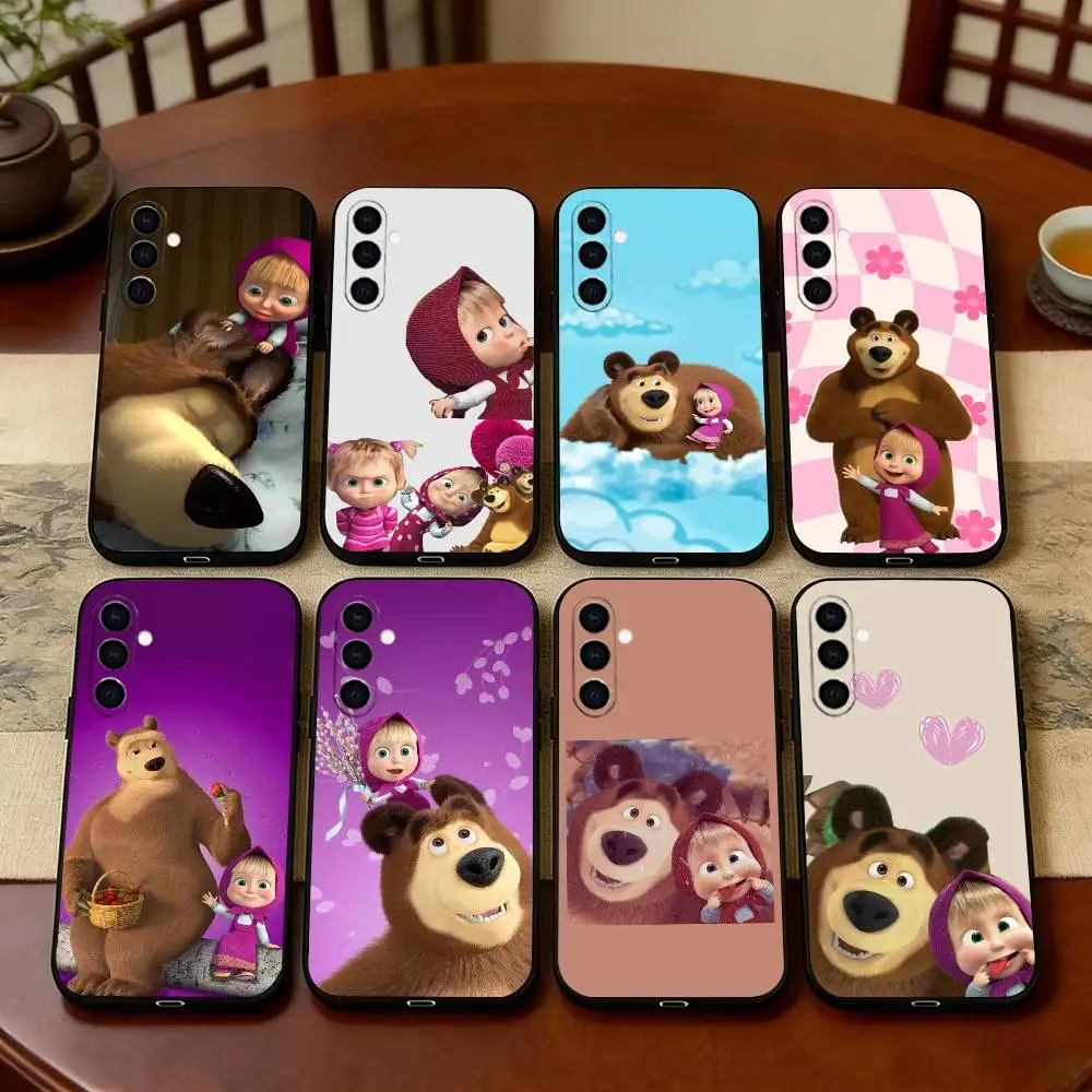 M-Masha and the B-Bear Phone Case For Samsung Galaxy A73,A72,A71,A70,A53,A52,A51,Others Soft Black Cover