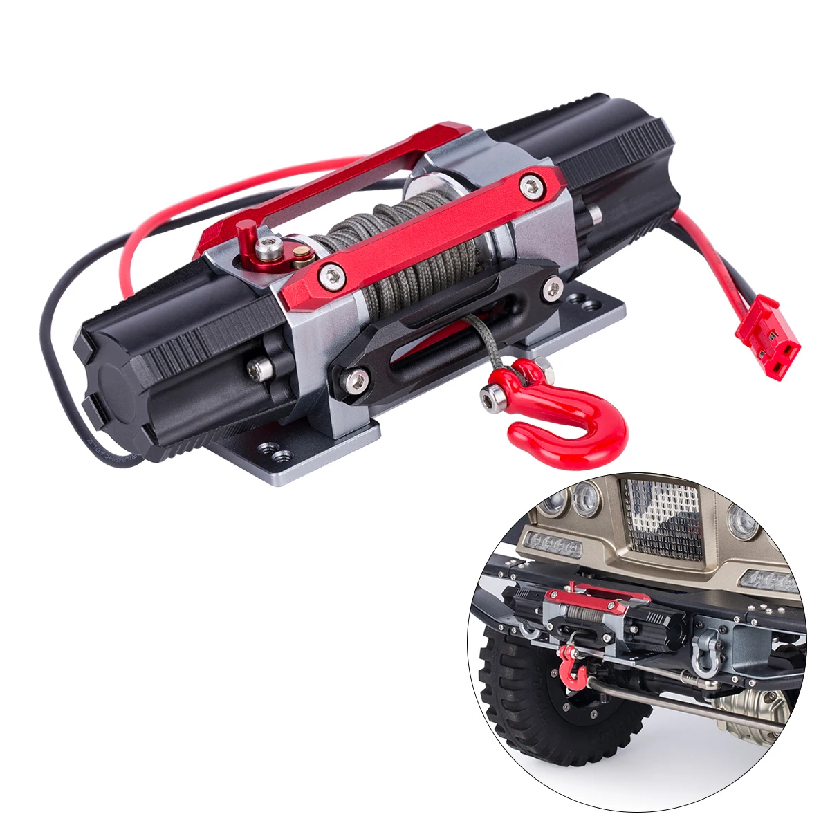 Symulowana wciągarka RC z metalowym podwójnym silnikiem do gąsienic 1/8 1/10 RC Axial SCX10 Traxxas TRX4 RC4WD D90 KM2 Upgrade Parts