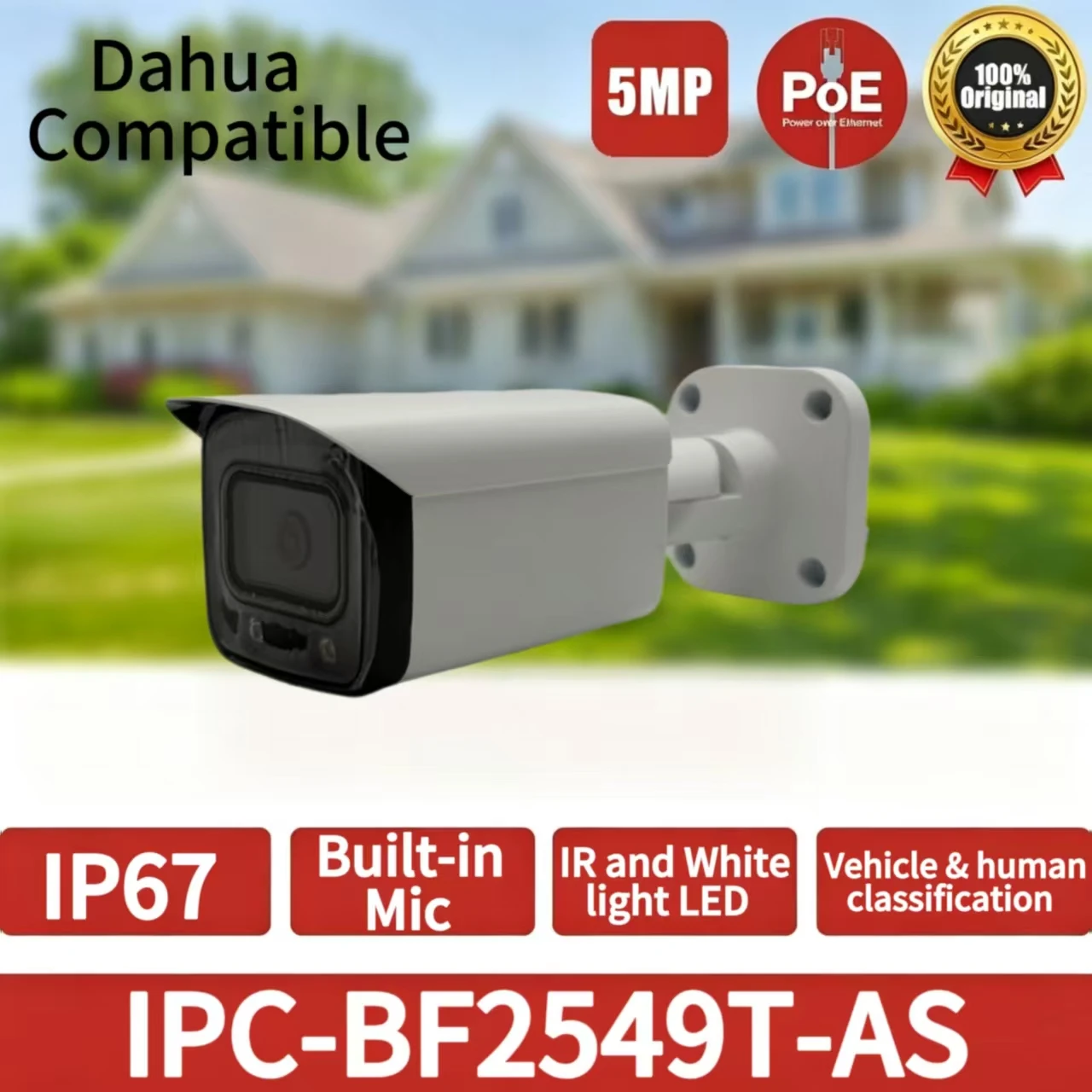 IPC-BF2549T-AS 5MP Bullet IP Camera PoE Full Color Night Vision IP67 Outdoor CCTV Security Surveillance Camera Dahua Compatible