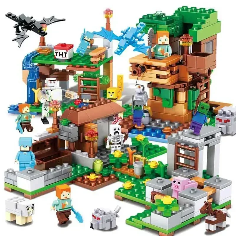 DIY Small Village Treehouse Cave  Children's Educational building block Bricks Gift Toys for Children Kids