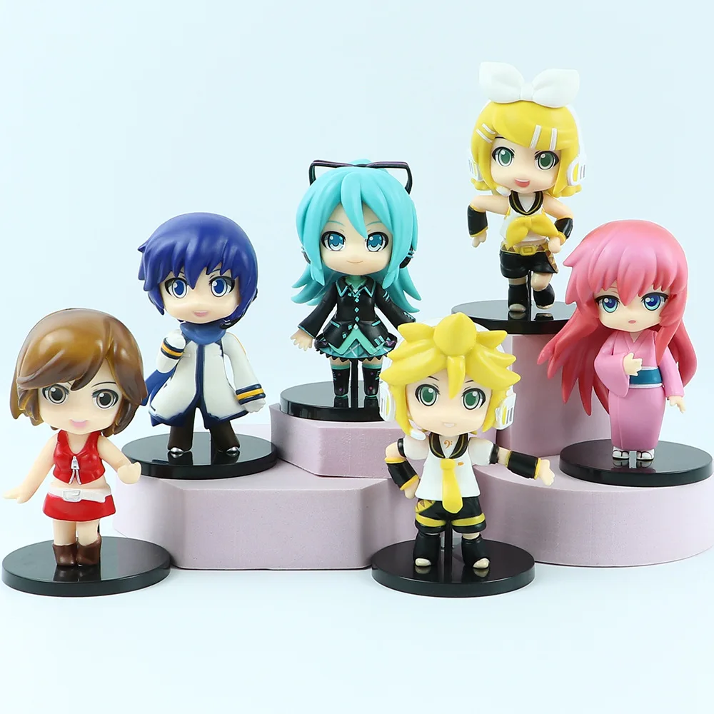 1/6 Stück Anima Kawaii 10 cm Hatsune Miku süße Mädchen-Anime-Figur, Super-PVC-Modell, Spielzeug, Kinder-Schreibtischdekoration, Puppe, Mädchen-Geschenk