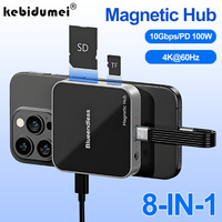 8-IN-1 Magnetic USB C Hub Type-C Multiport Adapter Docking Station 4K HDMI 100W PD SD/TF Card Adapter For Macbook Phone16/15 Pro