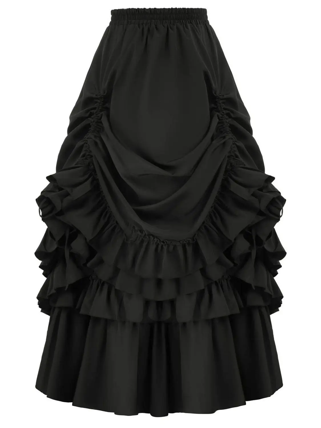 NONSAR Plus Size New Ruffles Drawstring Skirts for Women Vintage Gothic Dark Style Victorian Renaissance A-line Long Skirt