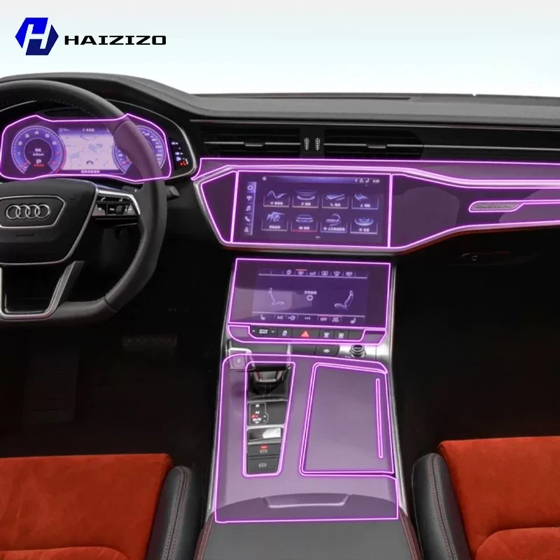 

For Audi A6 2019-2025 Car interior center console protective sticker interior decorative strip TPU protective sticker refit PPF