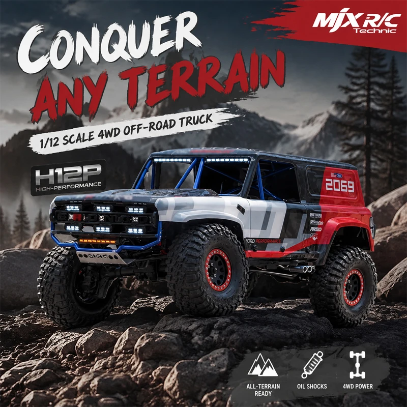 Meijiaxin H12P Ford Mustang 1/12 Scale RC 4WD Simulation Off Road Climbing Vehicle Bronco R Remote Controlled Adult Children Toy