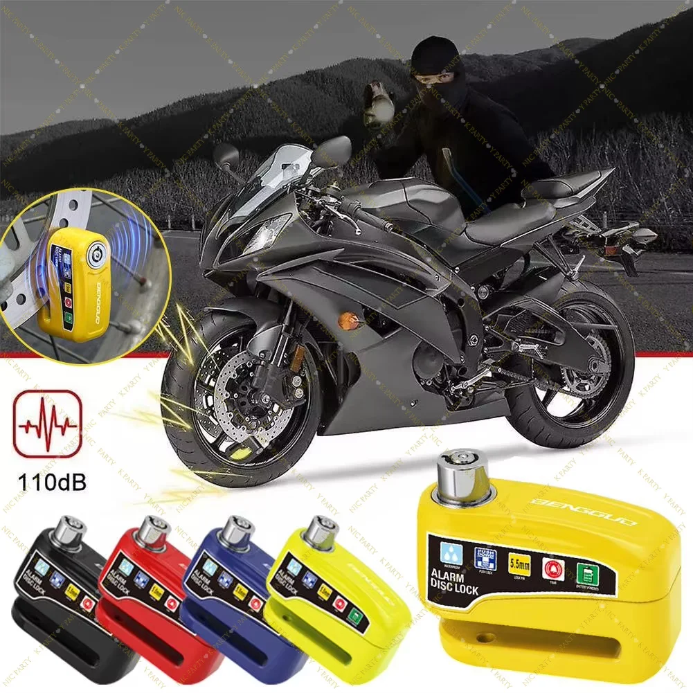 Scooter Safety Lock Motorcycle Bicycle Waterproof Anti-Theft Aluminum 110dB Alarm Lock Wheel Disc Brake Alloy Safety Moto Tool view 4