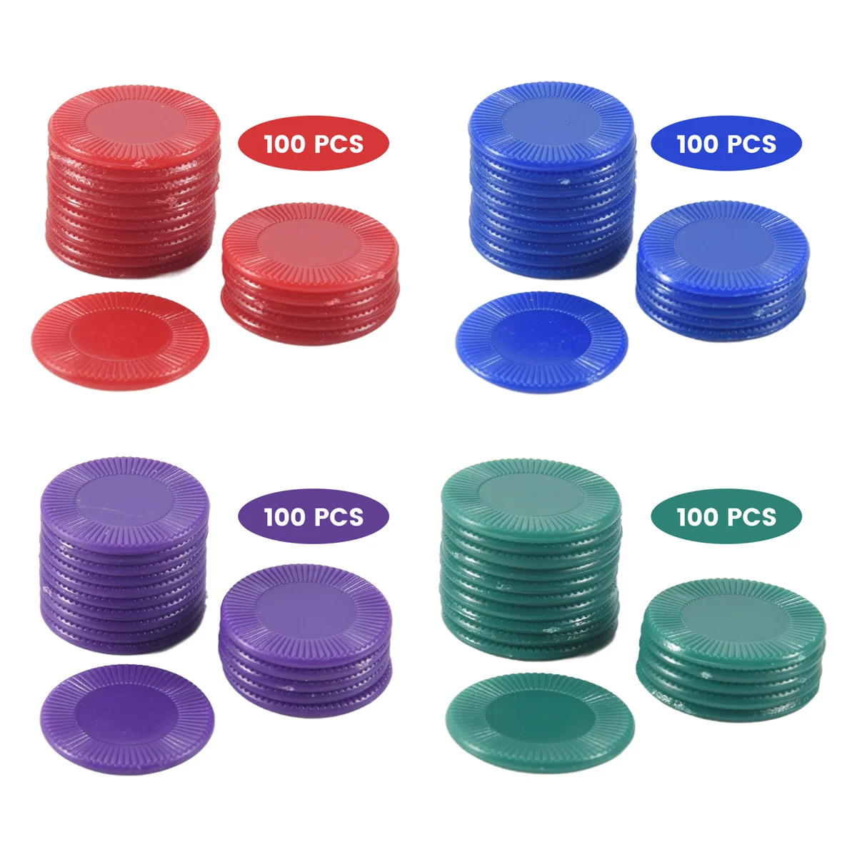 The New 400 Pieces Plastic Poker Chips Game Chips 4 Colors Counter Card for Game Playing Counting Bingo Game Chips Card, 1