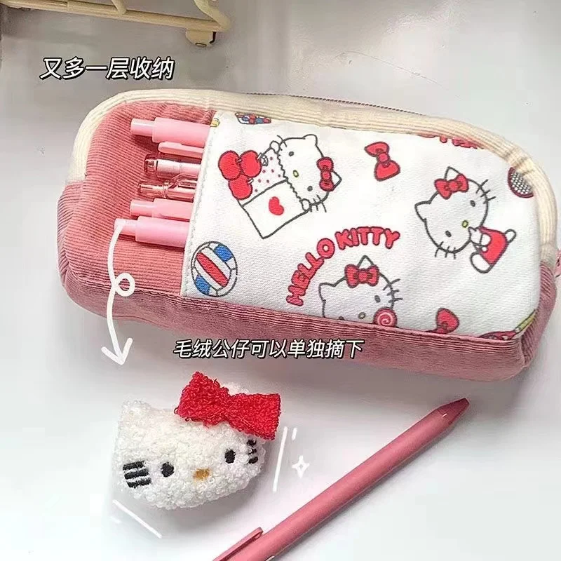 

Канцелярская сумка с мультяшным Hello Kitty, милая мультяшная сумка Sanrio для карандашей, школьный пенал для канцелярских принадлежностей, коробка для канцелярских принадлежностей для милой девушки