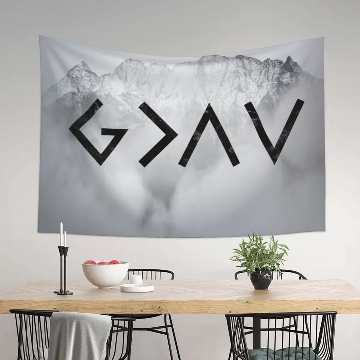 

Christian Quote - God Is Higher Than The Highs And The Lows Tapestry Decorative Wall Funny Tapestry