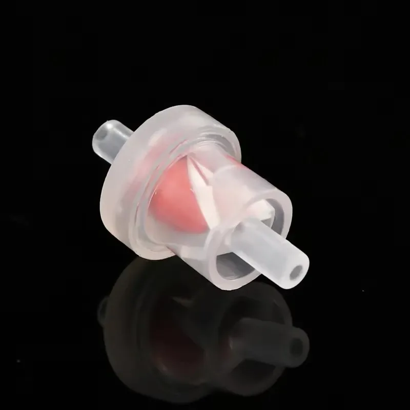 Miniature check valve plastic plug-in hose connector for ease of use. Non-slip and grip design