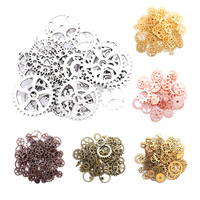 New 30pcs-100pcs 10 Color Small Size 8-15mm Zinc alloy Mix Alloy Mechanical Steampunk Cogs & Gears Diy Accessories