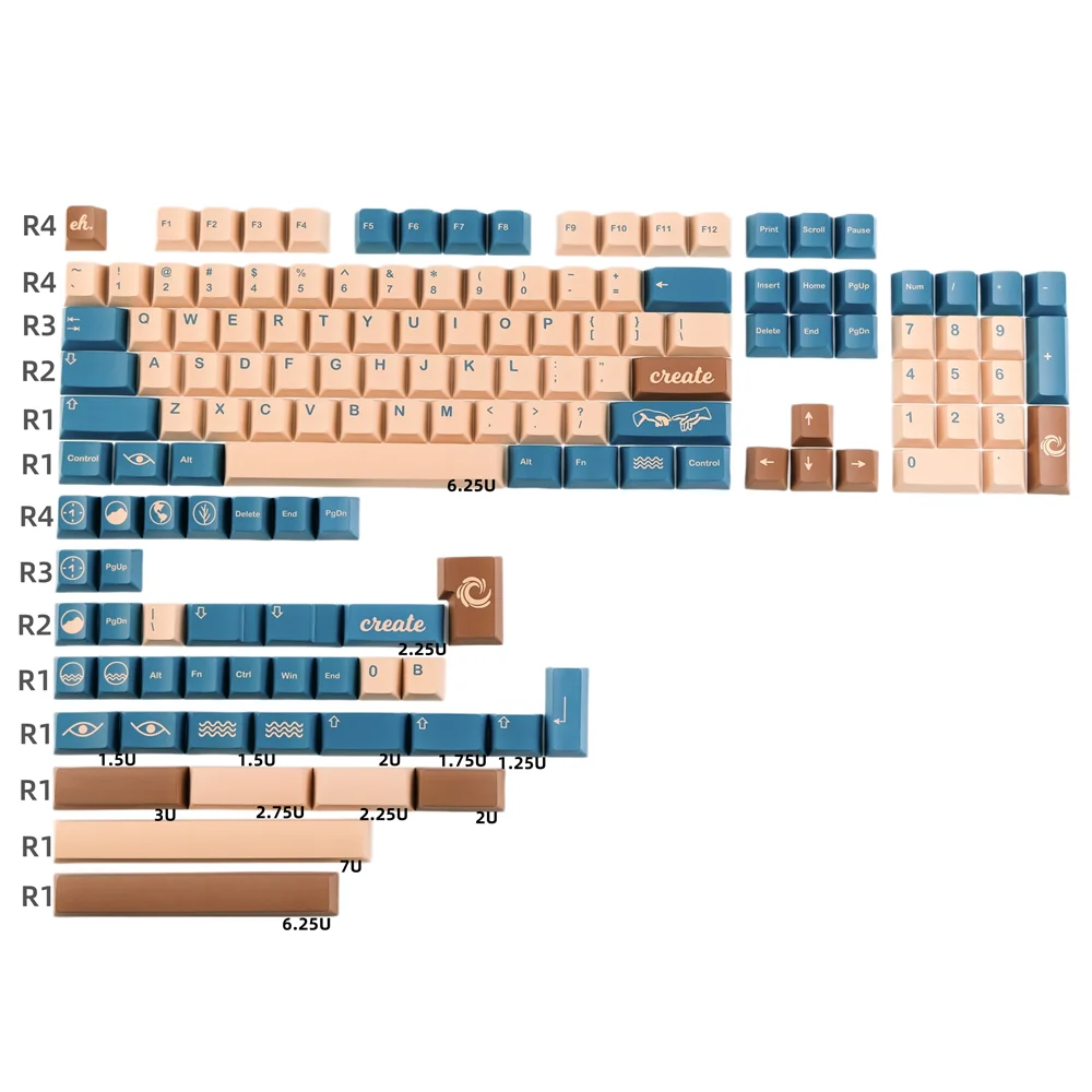 

Колпачки для механической клавиатуры GH60 GK61 GK64 RK68 с 142 клавишами GMK, оттенки земли, профиль вишни, подставка с краской PBT, толщина 1,5 мм