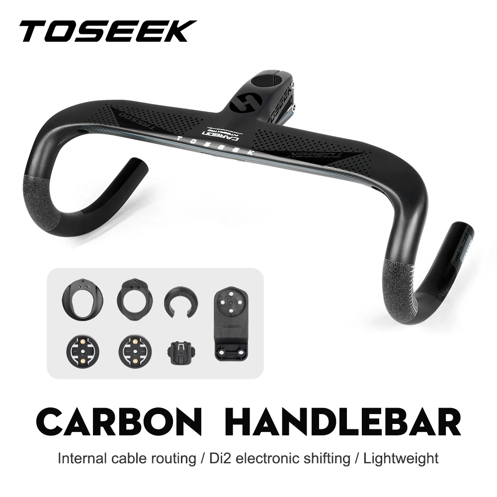 TOSEEK Fahrradlenker Drop Bar T800 Rennrad-Carbonlenker Integrierter Rennradlenker Gebogener Lenker Interne Kabelführung Fahrradteil – Detail 2