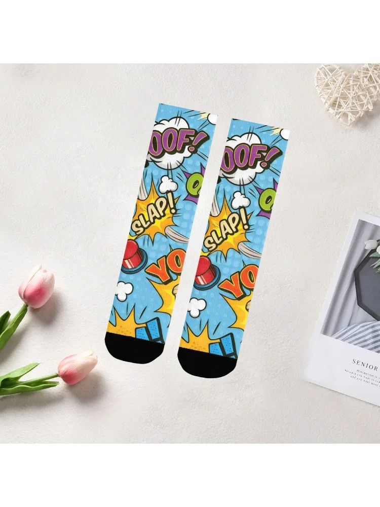 AliExpress Comic style Printing Socks Fashion Trend Hip Hop Comfortable breathable crew socks Colorful Happy Funny Harajuku cycling socks