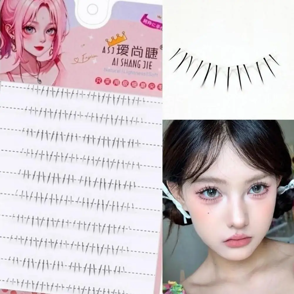 Large Capacity False Eelashes Cat Paw Lower Eyelashes Natural Transparent Thin Stem Self-Adhesive Eyelashes Makeup Tool