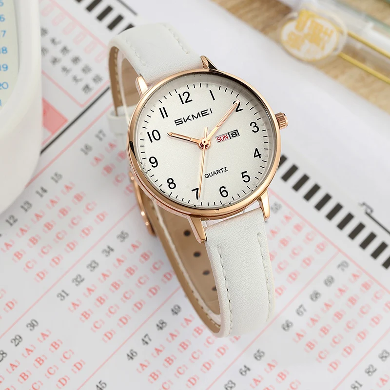 Relojes de Cuarzo de Moda para Chicas Jóvenes SKMEI, Reloj de Pulsera con Calendario Semanal para Damas, Reloj Simple, Vital y Resistente al Agua, Relogio Feminino