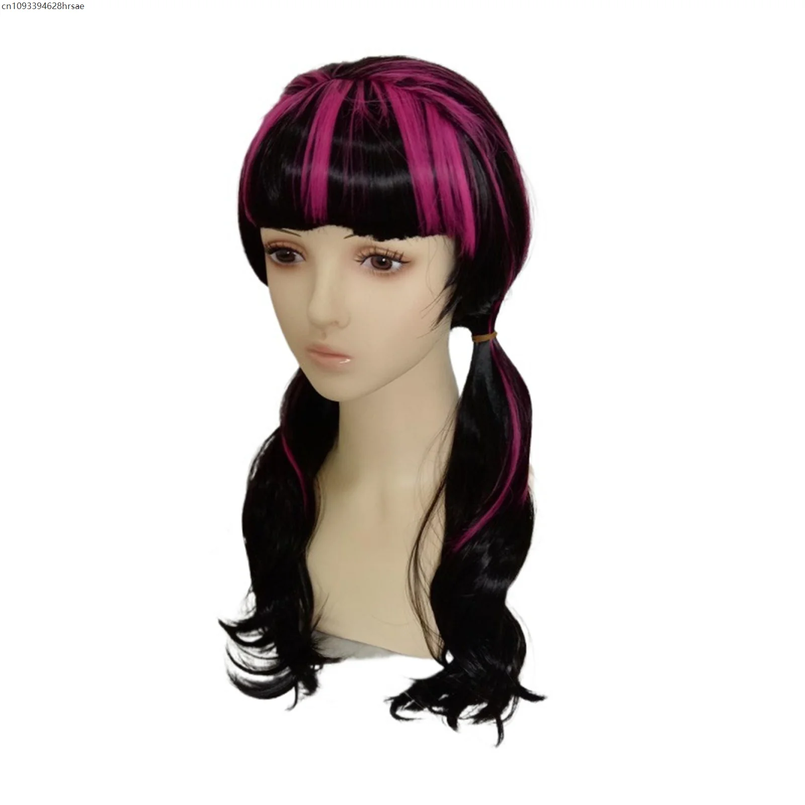

Movie Cosplay Costume Wigs Long Black Pink Heat Resistant Synthetic Hair Halloween Party Role Play Carnival Props