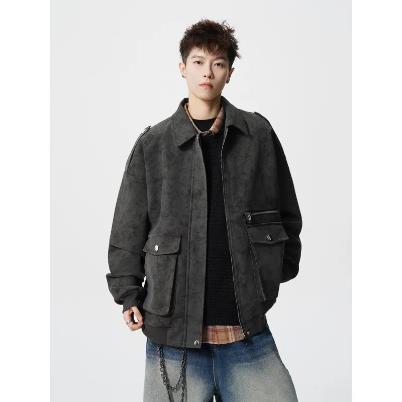 

GIOIOMen's Jacket，2025New high-quality lapel loose casual leather jacket，Fashion Men's Jacket