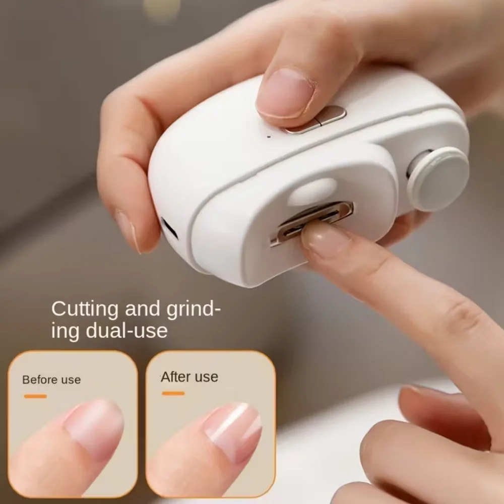 

2 In 1 Electric Nail Clippers Manicure Anti-Splash Nail Trimmer For Baby Finger Toe Scissors Pedicure Thick Nails Cutter Tools