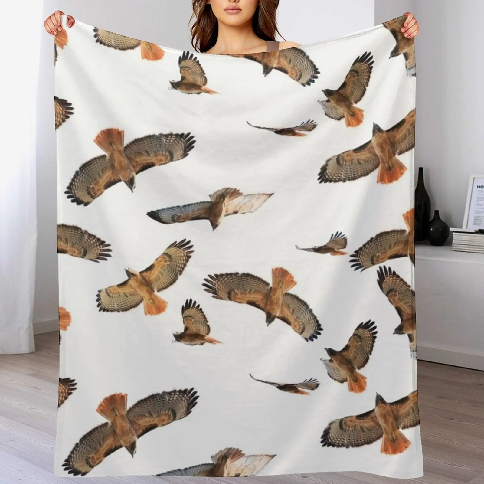 

Red Tail Hawk Collage - Blank Background Throw Blanket Luxury St Bed covers Luxury Throw Giant Sofa Blankets