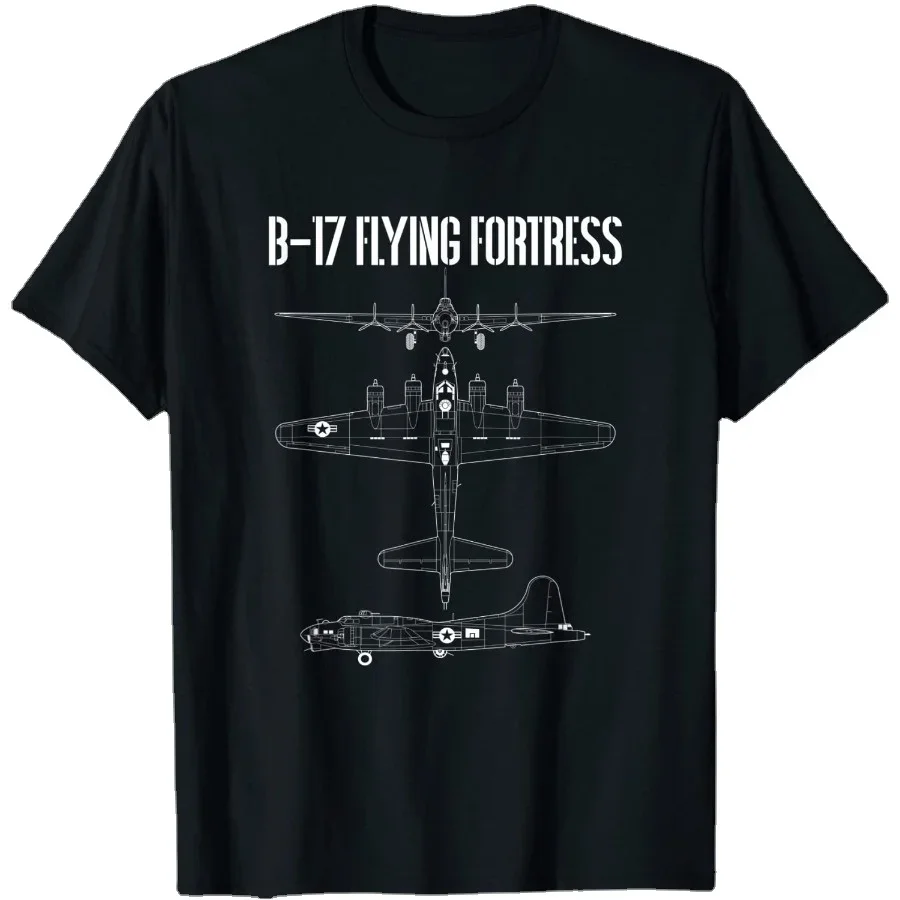 

Vintage WW2 B-17 Flying Fortress Airplane Schematic Summer Cotton O-neck T-Shirt