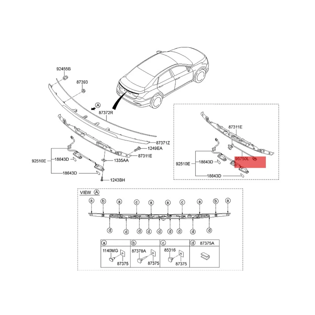 

95760-B3700 Car Rear View Camera Reverse Parking Assist for Hyundai MISTRA 2017-2019 Tailgate Backup Camera 95760B3700