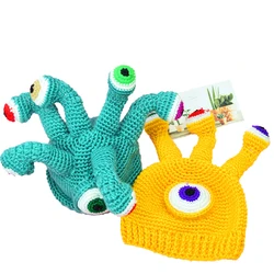 Halloween Christmas party funny octopus hat eye shape wool knitted hat family activities props