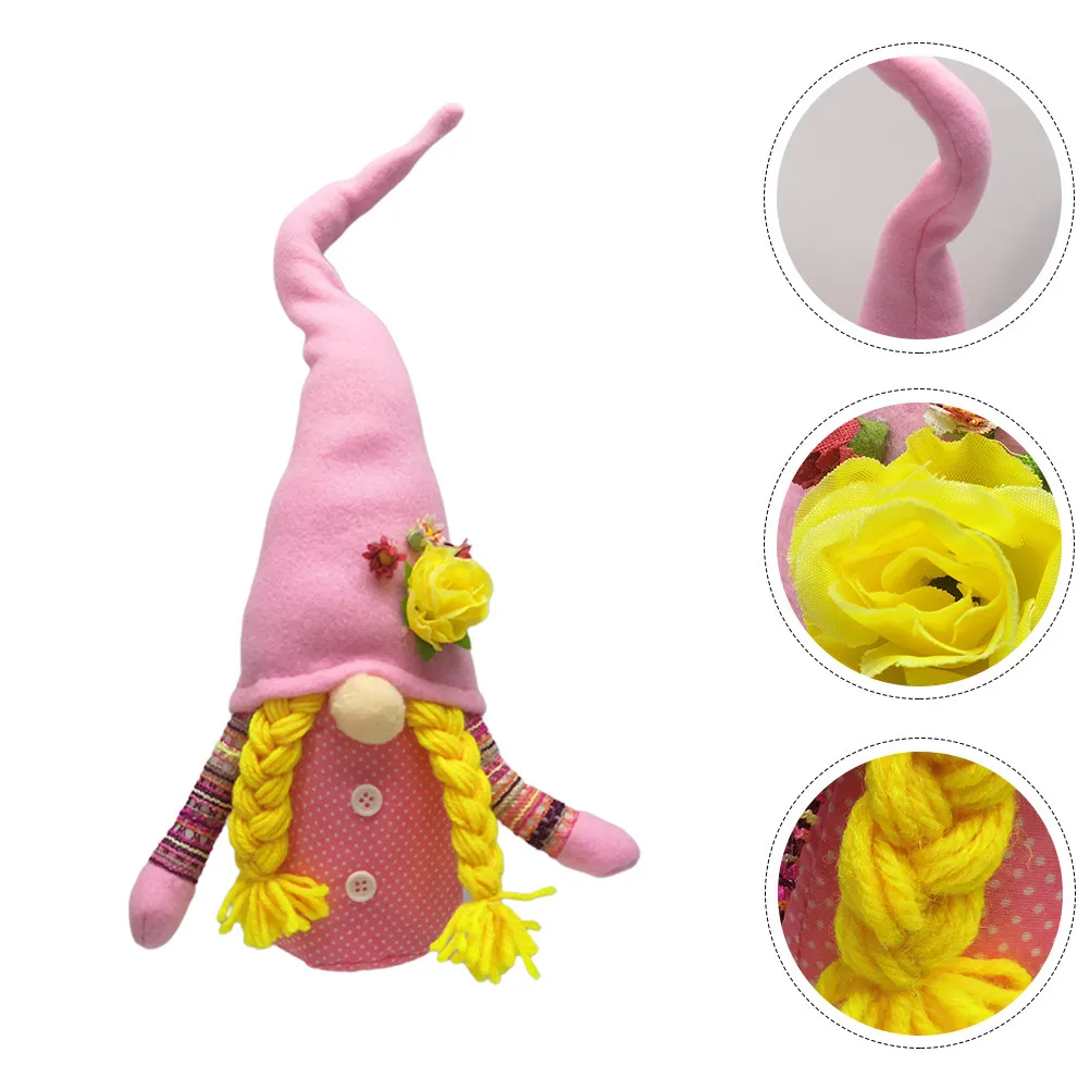 

1Pcs Spring Themed Gnome Adornment Lovely Compact Desktop Decor Creative Home Scene Ornament Exquisite Detail Cheerful