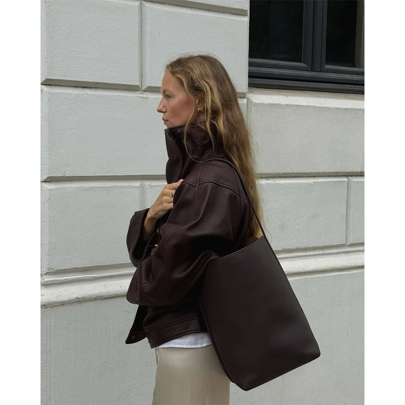 Burgundy Pu Leather Stand Collar Asymmetric Snap Jackets Edgy Long Sleeve Pocket Loose Outerwear Lady Autumn Street Y2k Coats