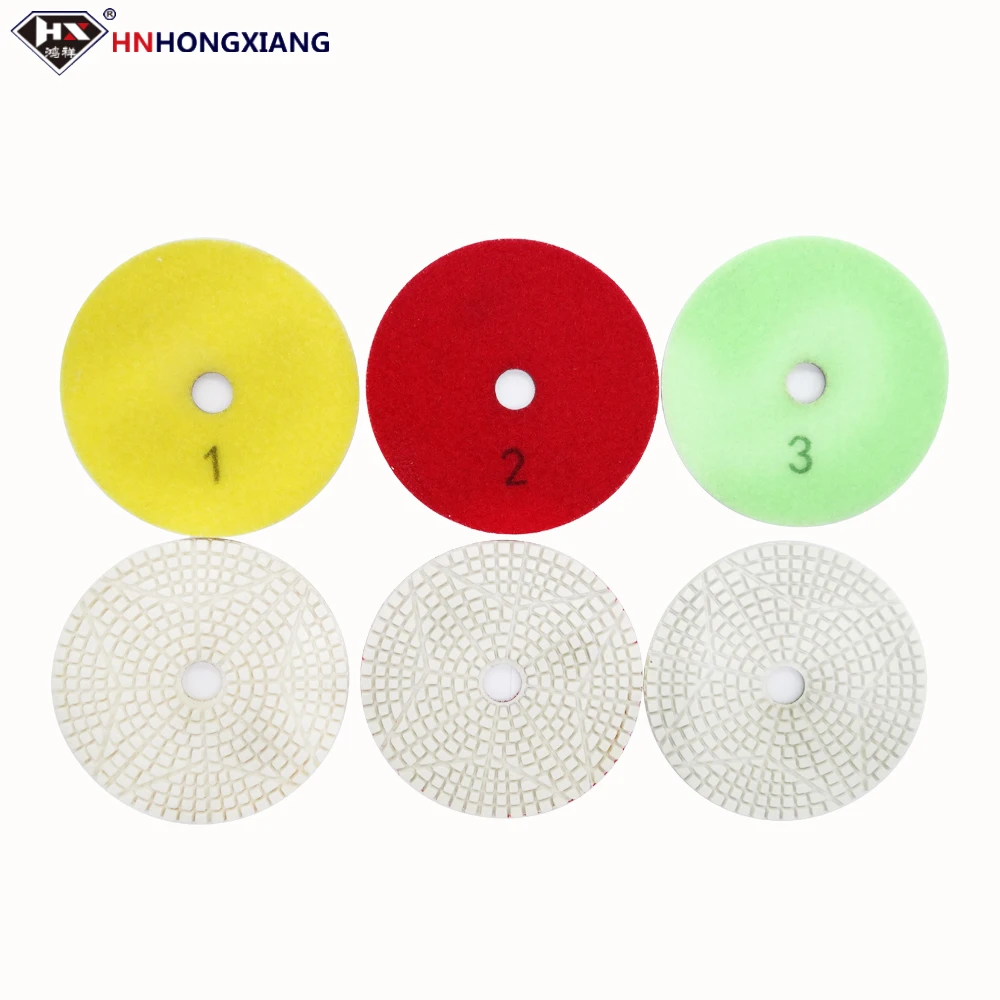 4 inch 3 Step Diamond Polishing Pads Wet / Dry for Granite Stone Concrete Marble Polishing Use Grinding Discs Set