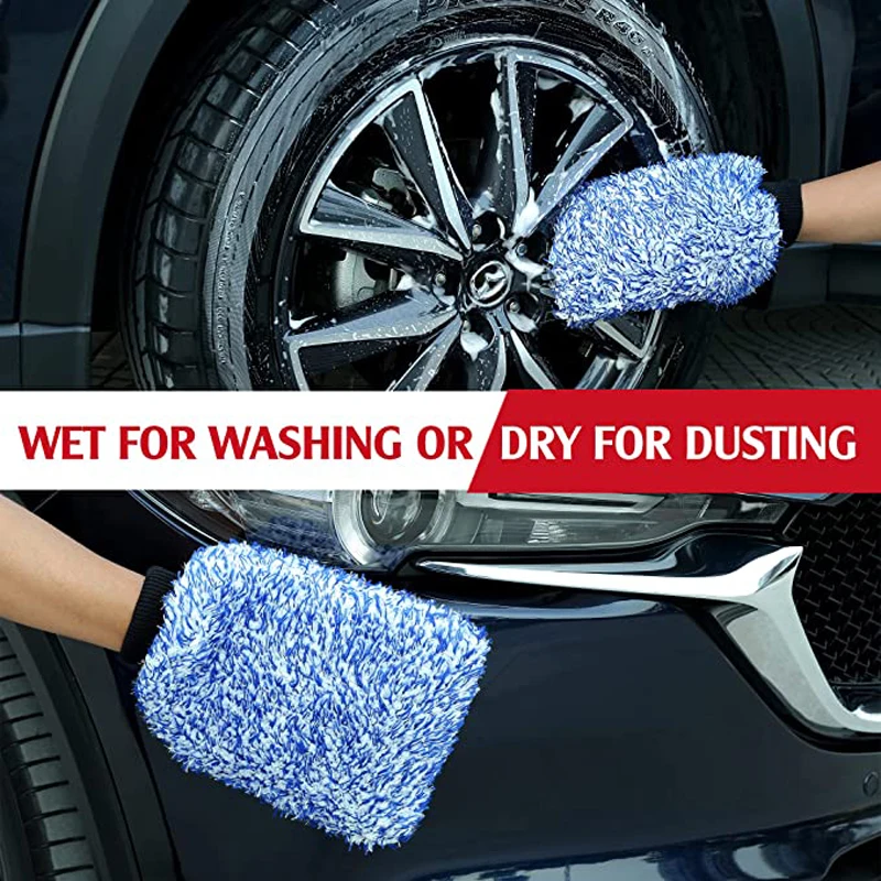 Car Wash Microfiber Wheels Brush Non-Slip Ultra Soft Car Cleaning Gloves Mitt Car Wheel Spokes Brushes Car Accessories