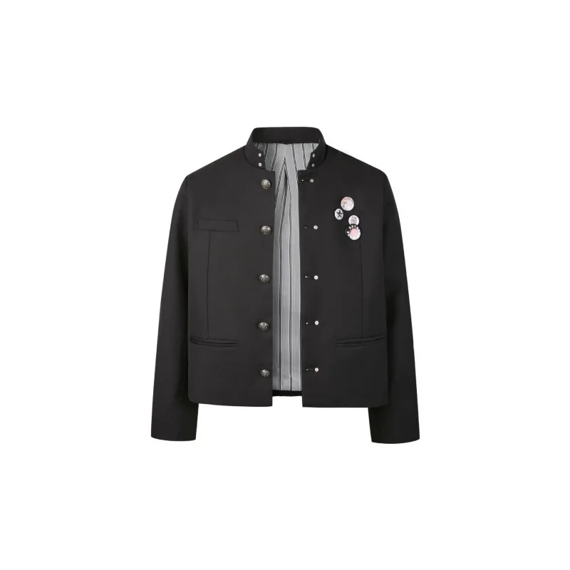 

EME осень зима оригинальная брошь дизайн национальный стиль воротник-стойка короткая куртка первого поколения элитный пиджак