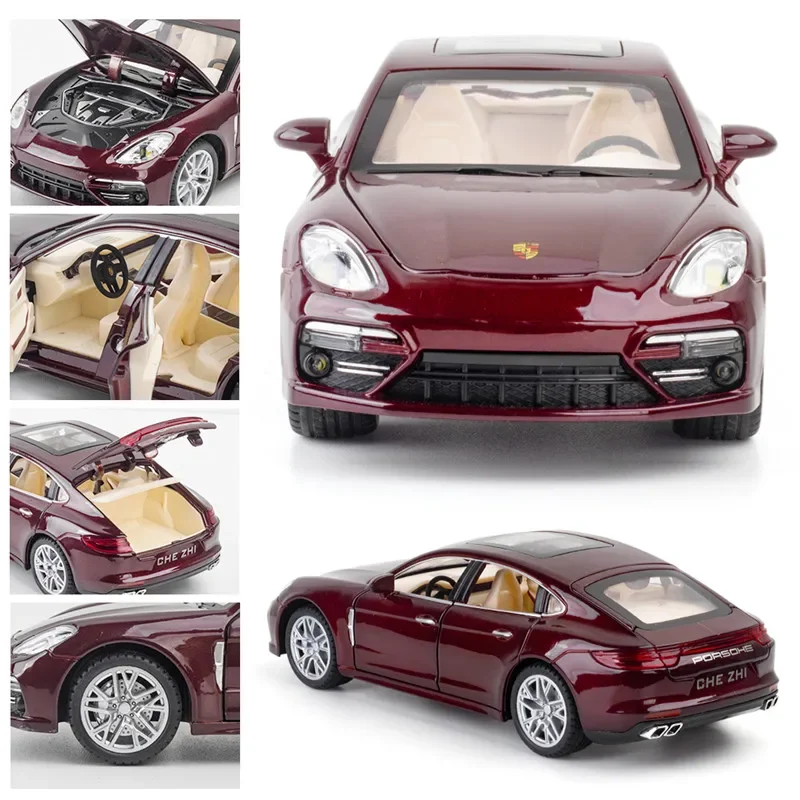 1:24 Porsche Panamera Alloy Diecasts & Toy Model pojazdów Symulacja dźwięku i światła Pull Back Kolekcja zabawek dla dzieci Prezent