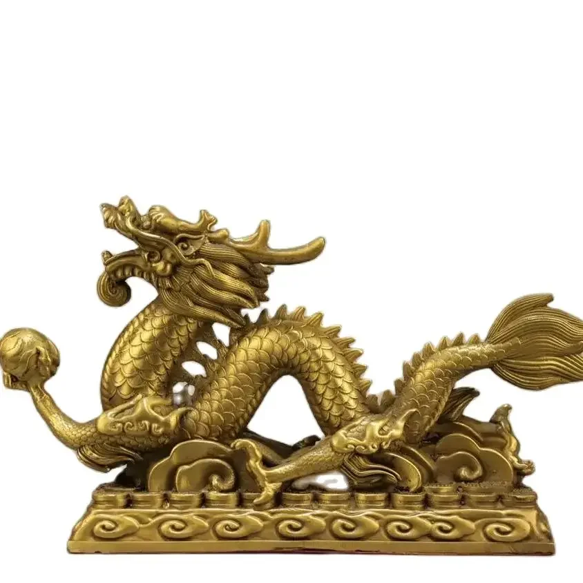 Metal Four Seas, Cloud Teng, Han Dragon, Chinese style Beaded Treasure Dragon Zodiac Decoration, Home, Office, Cultural and Cre