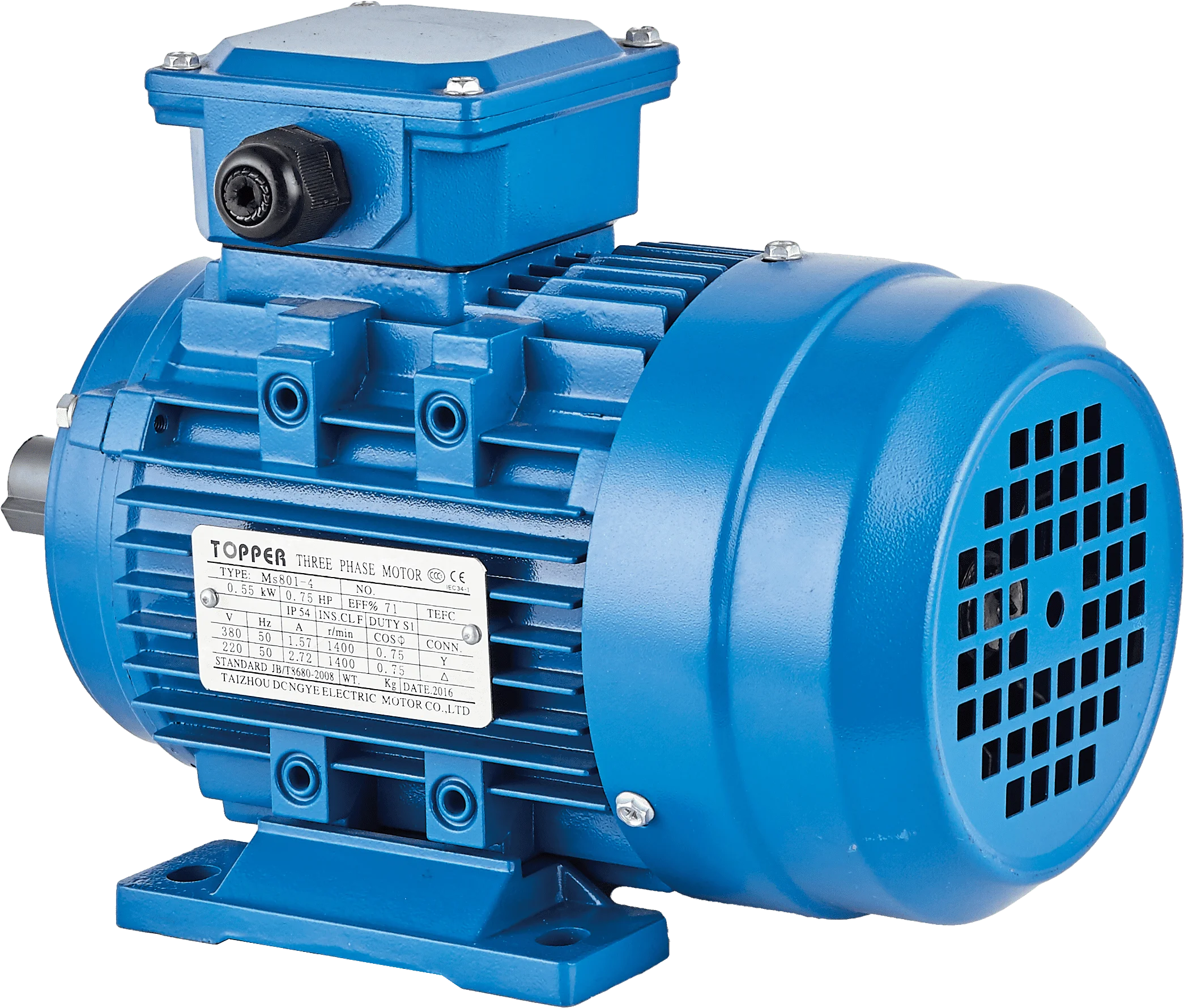 MS Series 0.18KW 4P Aluminum Shell Three Phase Induction Electrical Motors Are Available In Types