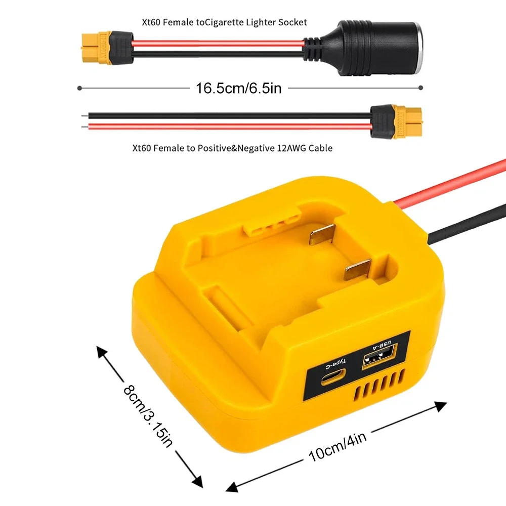18v To 12v Converter Battery Powered Xt60 Power Adapter Step Down Converter Easy Setup Usb Type C Adapter For Car Audio Tablets