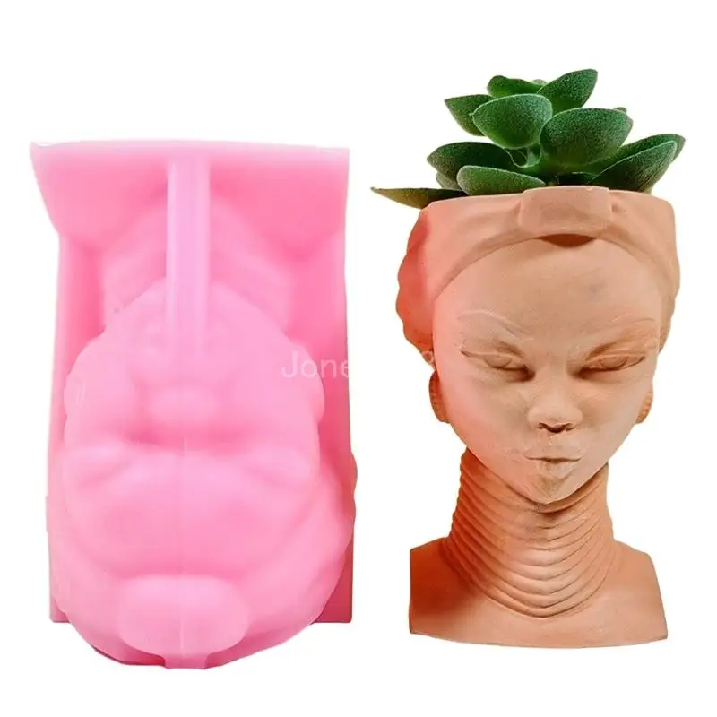 

Q6PE Girl Pen Holder Silicone Mold Succulent Planter Flowerpot Mold Epoxy Resin Molds