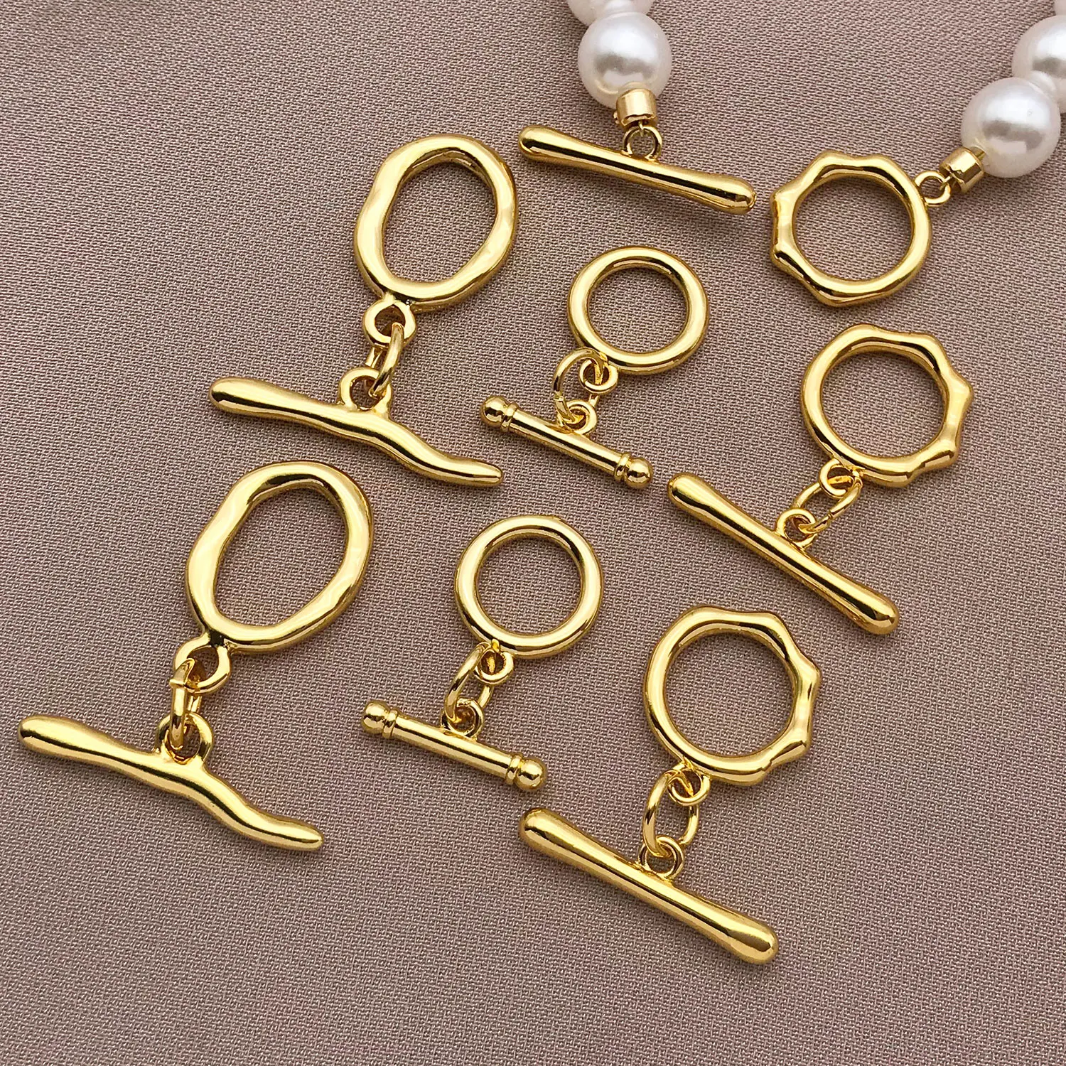 Mix 3/5pcs 18K Copper Plated Genuine Golden Strong Color Retention Smooth Surface OT Buckle, DIY Jewelry Making Accessories