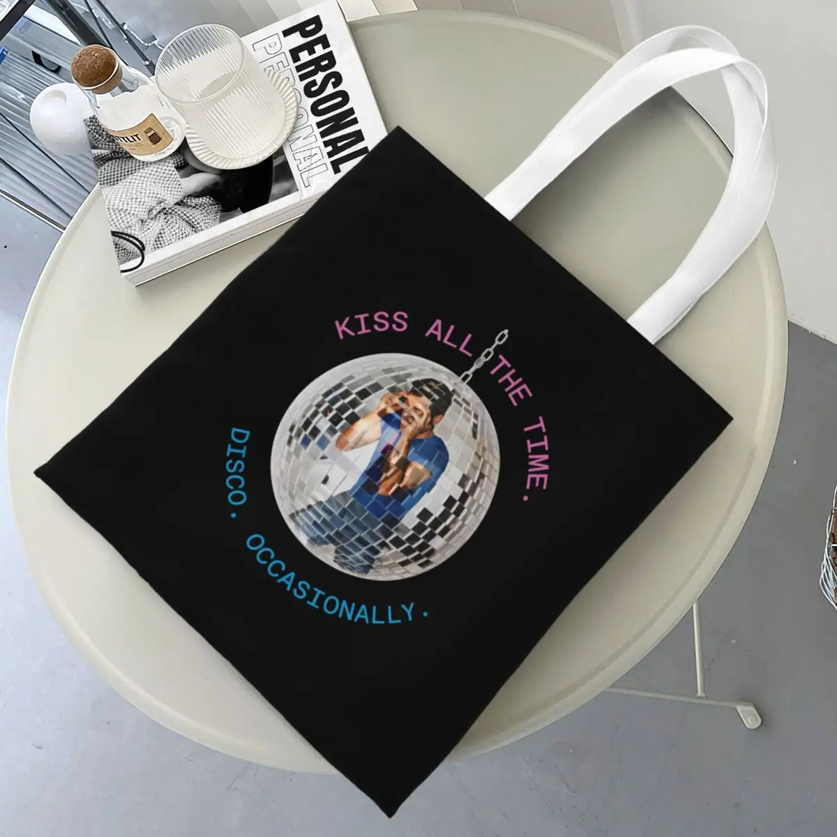 Harrys Styles Kiss All The Time Album Shopper Bag Handbags Women Designer Tote Bag Vintage Polyester Work Shoulder Bag
