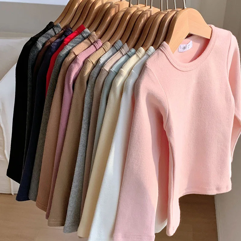 1-10T Cotton Infant Basic T Shirt for Boy Girl Toddler Kid Tshirt Casual Plain Tee Long Sleeve Children Top Outfit