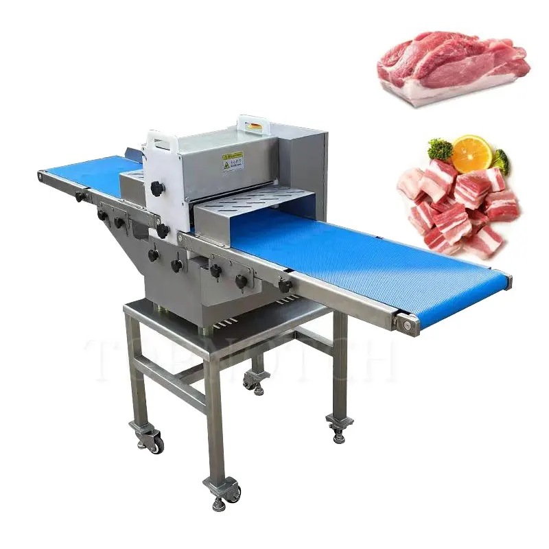 Stainless Steel Raw Chicken Meat Cube Cutter Pork Skin Strip Cutting Machine Frozen Beef Poultry Meat Dicing Machine