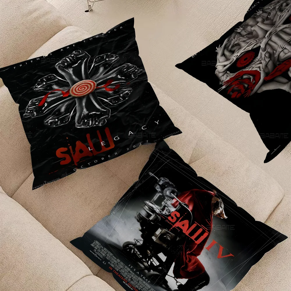 Horror Movie Saw Pillow Covers Cartoon Sofa Decorative Home Double-sided Printing Short Plush Cute Cushion Cover