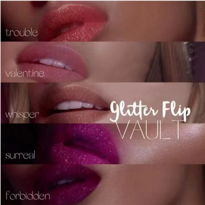 Wodoodporny, nieprzywierający błyszczyk do ust w matowym wykończeniu, z brokatem, długotrwały, nieblaknący, metaliczny, błyszczący, idealny na Walentynki.