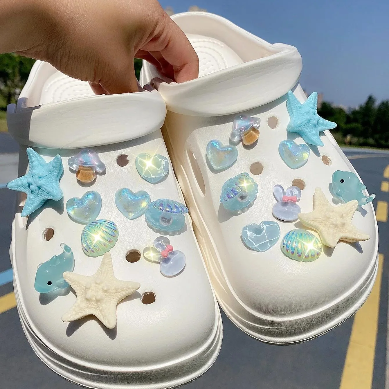 20pcs Ocean Series Shoe Charms, Detachable Plastic Novelty Charms, Suitable for Sandals Beach Bags, Perfect as Festive or Gift