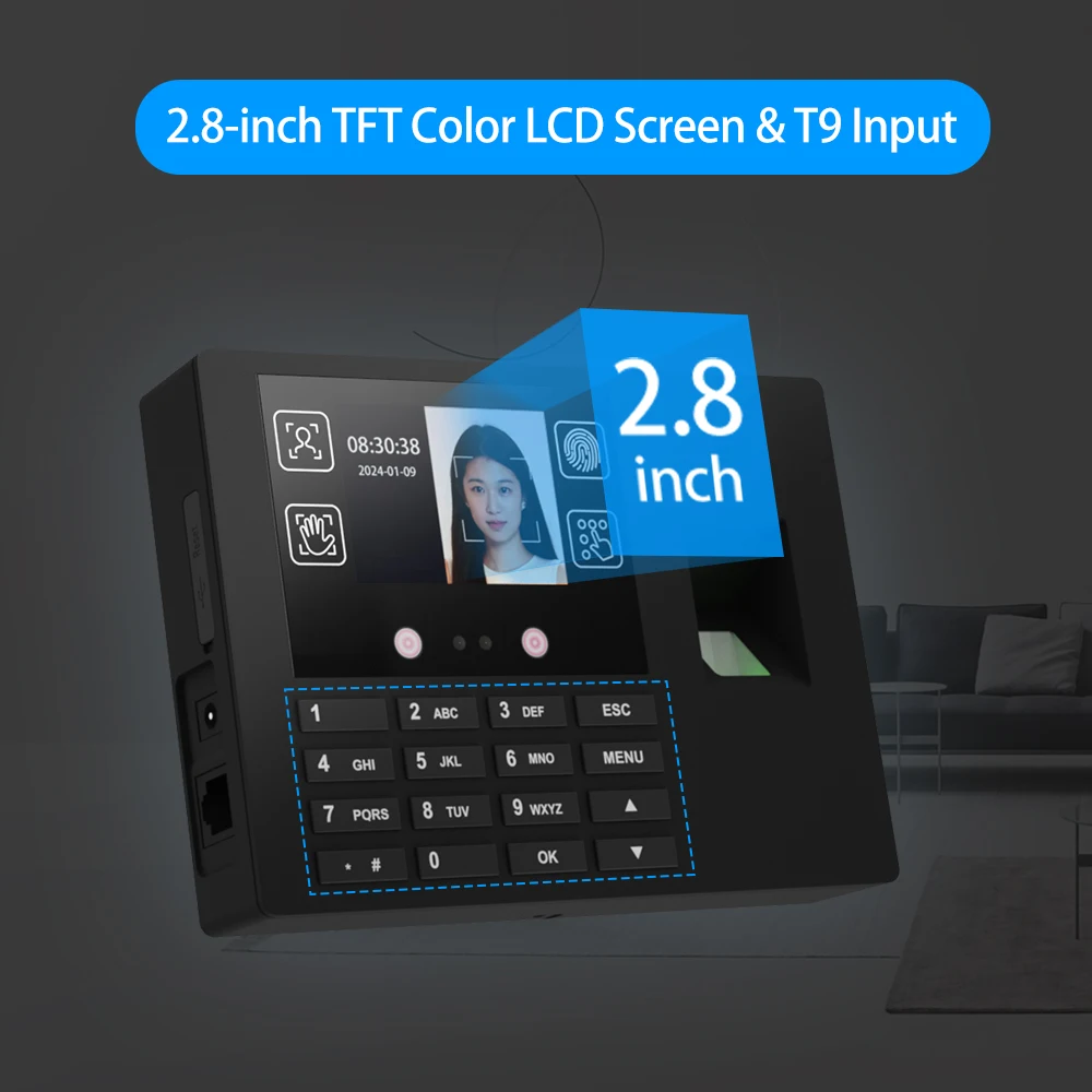 Time Attendance Face Recognition Time Clock Support Fingerprint Password Palm Print Facial Fast Recognition for Employees Access