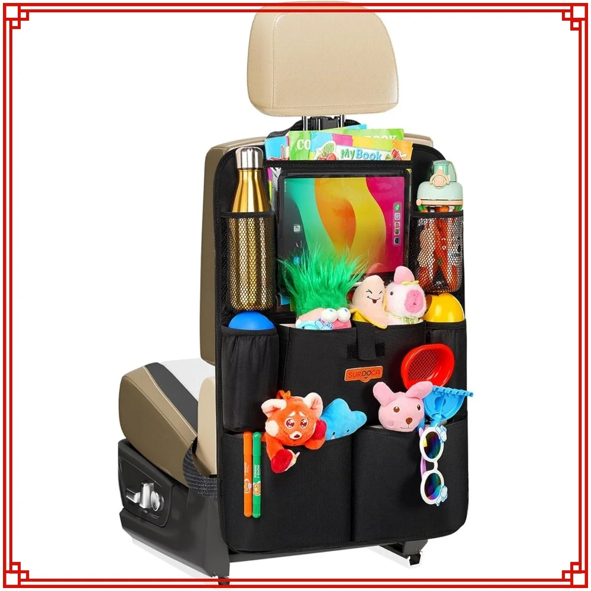 

Органайзер для автомобильного сиденья с держателем для планшета, 8 карманами для хранения, для семейных путешествий, детских поездок