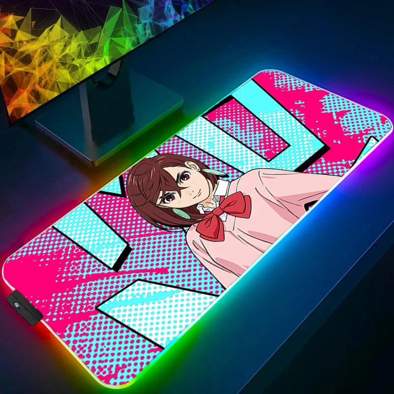 

Коврик для мыши RGB ПК Компьютерный геймер Kawaii Игровые аксессуары Коврик для мыши Светодиодный ноутбук D-dandadan Аниме Коврик для клавиатуры Светящийся настольный коврик