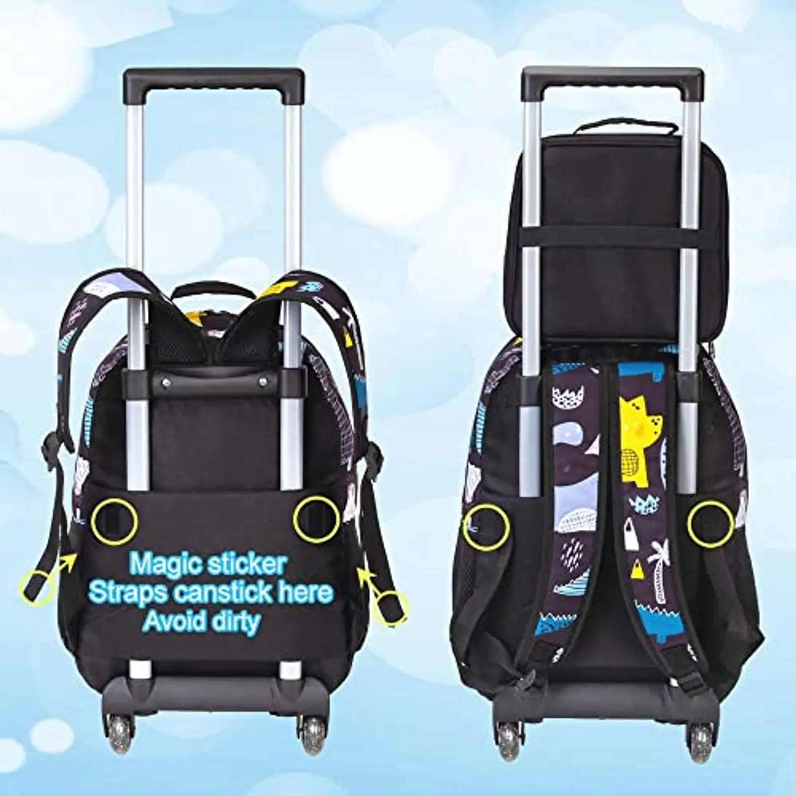 

Детский рюкзак на колесиках 3 в 1, чемодан на колесиках с динозаврами, школьная сумка для начальной школы