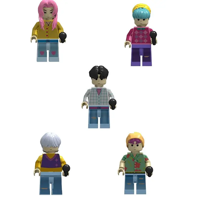 

KPOP Demon Hunters Cartoon Doll Building Blocks Kawaii Mini Action Figure Head Assembly Toys Children's Educational Toys Gift