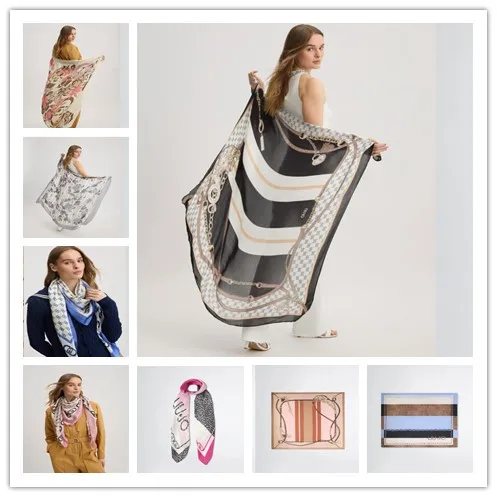 

2025 весенне-осенний новый женский модный классический большой квадратный шарф, теплый солнцезащитный шарф, шаль